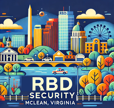 Logo type with city background for McLean VA for RBD Security