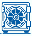 an original line art of a safe door drawn by RBD Security