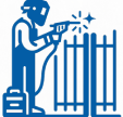 RBD Security and locksmith of Washington DC technician welding an intercom box to a vehicle gate