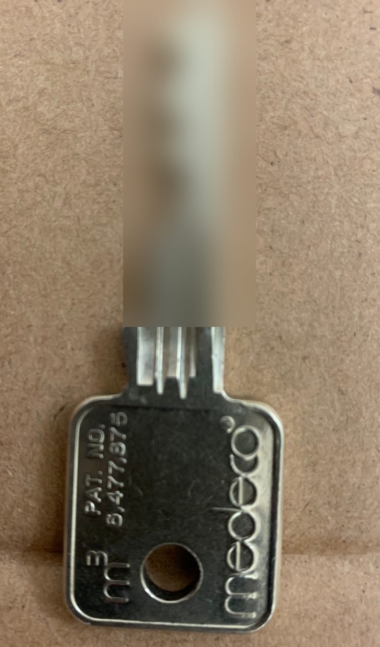 Medeco high-security key from an RBD Security installation